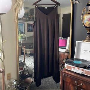 Dress Blank Brown Chocolate Satin Slip Handkerchief Maxi Dress